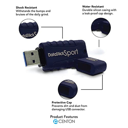 Centon DataStick Sport USB 3.0 Flash Drive 16GB x 5, Navy Blue (S1-U3W2-16G-5B) - size: 16 GB, style: Pack of 5