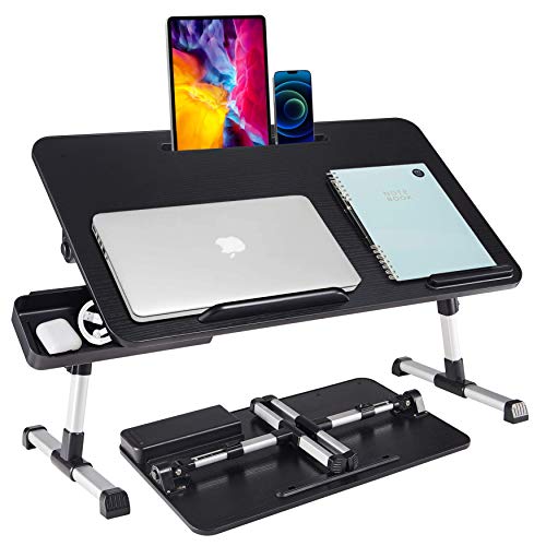 Lap Desk for Laptop,BUILDEC Adjustable Laptop Stand for Desk with Storage Drawer,Foldable Legs Standing Lap Table for Reading, Eating, Working, Writing, Gaming and Drawing in Bed Sofa Couch Floor - size: Medium: 20.5" x 11.8" x H(9.4 -12.6")
