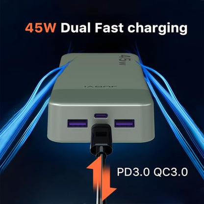 JUOVI Portable Charger 45W 20000mAh Fasting Charging Power Bank | USB C Portable Phone Charger, Battery Pack with PD 3.0 & QC 4.0 for Samsung S26/25/24 iPhone 17/16/15/14/13 Series - color: Green