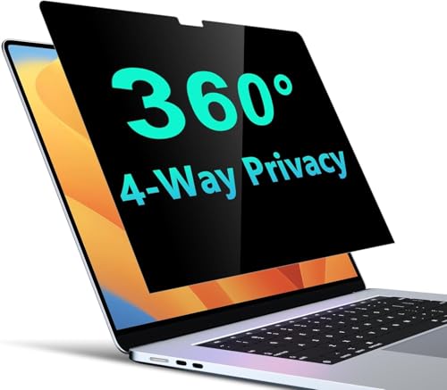 PYS 4-Way Privacy Screen for MacBook Air 15.3 Inch (2025-2023, M4/M3/M2) - 360° Anti-Spy Filter, Matte Anti-Glare Protector, Scratch-Resistant Film, Laptop Screen Privacy Shield - color: Black, size: 15.3 inch