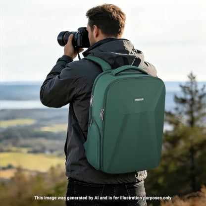 MOSISO Camera Backpack, DSLR/SLR/Mirrorless Photography Camera Bag, Waterproof Hardshell Case with Lens Pouch&Tripod Holder&15.6 inch Laptop Compartment Compatible with Canon/Nikon/Sony, Emerald Green - color: Emerald Green