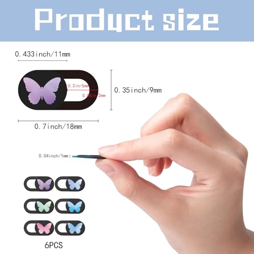 6Pcs 6 Styles Butterfly Laptop Camera Cover Slide Cute Ultra-Slim Plastic Webcam Privacy Security Blocker for Laptop Desktop Computer Tablet Notebook Mini PC Accessories Home Office Use - color: Butterfly-2