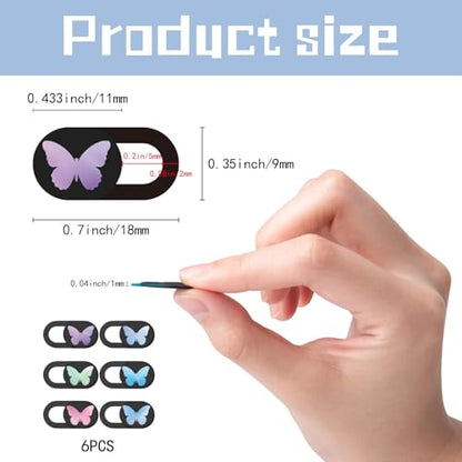 6Pcs 6 Styles Butterfly Laptop Camera Cover Slide Cute Ultra-Slim Plastic Webcam Privacy Security Blocker for Laptop Desktop Computer Tablet Notebook Mini PC Accessories Home Office Use - color: Butterfly-2
