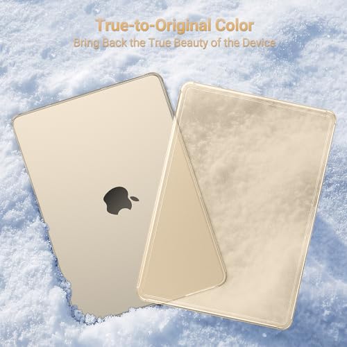 MOSISO Compatible with MacBook Air 13 inch Case M5 2026 M4 M3 M2 2025-2022 | A3449 A3240 A3113 A2681, Scratch-Resistant Shock-Absorbent Reinforced Hard Shell Cover for MacBook Air 13.6 Case, Starlight - color: Starlight