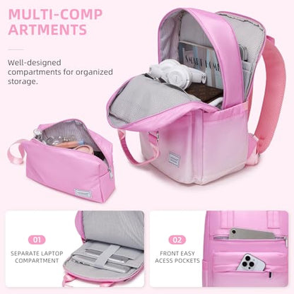 LARVENDER Carry on Luggage Sets 3 Piece, 20 Inch Suitcases, Peach Sparkling | 22x14x9 Airline Approved, Gradient PC+ABS Hardshell, Smooth 360° Wheels, TSA Lock, 3-Piece Set with Color-matched Backpack - color: Peach Sparkling-20BP, size: 3 Piece Set (Back
