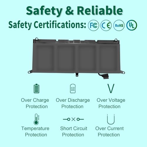 DXGH8 7.6V 52Wh Battery for Dell XPS 13 9370 9380 2019 Inspiron 13 7390 7391 2-in-1 5390 5391 7490 Latitude 3301 E3301 Vostro 5390 5391 Series 0H754V H754V G8VCF G8VCF6C HK6N5 P113G001 P82G P82G001 - size: 10.13*3.88*0.18inch