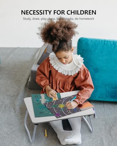 ZEAPTAC Laptop Bed Desk, Foldable Lap Desk, Portable Laptop Stand, Lightweight & Mini Table for Breakfast/Picnic/Drawing/Couch/Floor - White - color: White