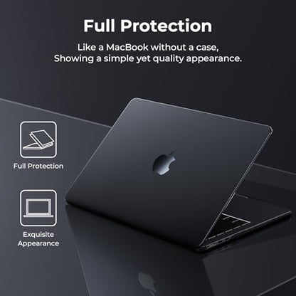 EooCoo Case for MacBook Air 13 inch M5/M4/M3/M2 2026-2022, Matte Black | Invisible Protection From Day One, Slim & Lightweight Design, For Work, Study & Travel - color: Matte Black