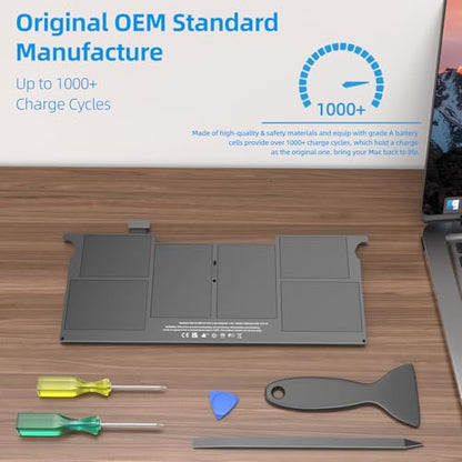 A1465 Battery Replacement, A1406 Battery for MacBook Air 11 Inch Early 2015, Early 2014, Mid 2013, Mid 2012, Mid 2011 Model A1370 A1495 Capacity 7.6V 39W 5100mAh