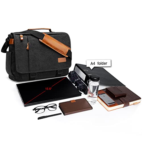 ESTARER Men Messenger Bag 15.6 inch, Computer Work Bag Water-resistant Canvas, Laptop Shoulder Bag Briefcase Satchel, Dark Grey - color: 15.6'' Buckle-dark Grey
