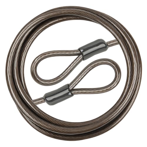 Security Cable with Loops, 10MM Heavy Duty Lock Cable, 4FT 7FT 10FT 15FT 25FT 30FT Vinyl Coated Rust-Proof Flexible Steel Bicycle Security Cable for Motorcycle, Furniture, Gates (Black, 7FT) - size: 7FT