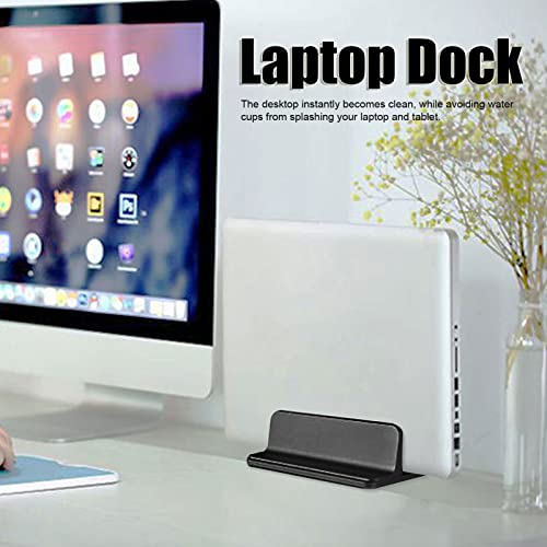 flexman Vertical Laptop Stand Holder, Double Dock Cooling Aluminum Alloy Desktop Stand Holder with Silicone Protective Pad for Computers, Tablets, Books Storage