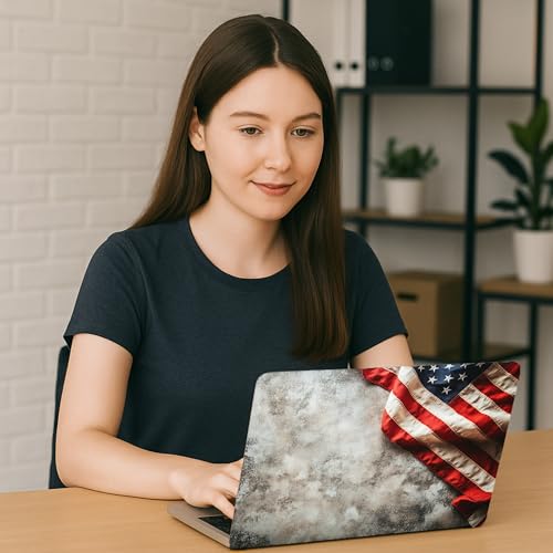 Laptop Skin Decal HP 15.6" - US Flag, Laptop Cover Sticker, No Cutting Required, No Bubble, Waterproof, Scratch Resistant - Including Wide Screen and Wrist Pad - size: 15.6 inch
