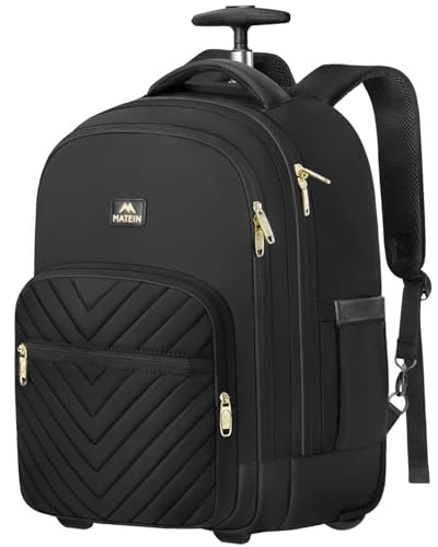 MATEIN Wheeled Backpack, 18 Inch Large Laptop Backpack with Wheels | Roller Bag for Women, Work Bag, Water Resistant, Carry on Luggage, Trolley Suitcase, Travel, College, Overnight, large, Black - color: Black, size: 18-inch
