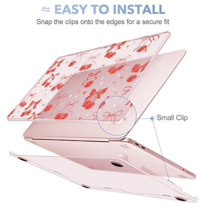 May Chen for MacBook Neo Case 13 inch 2026 | 100% Match Official Color | Pattern Printing, Anti-Crack & Scratch & Fingerprint | Protective Hard Shell Cases Laptop Model A3404 - Girly Pink Bow - color: Girly pink bow