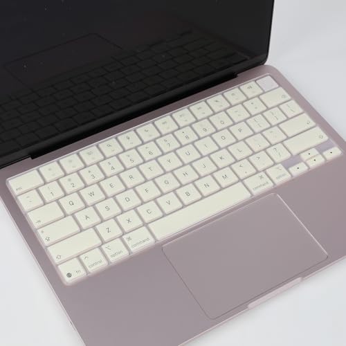 Allinside Keyboard Cover for 2026 MacBook Neo 13-inch A3404 (A18 Pro) & MacBook Air 13"/15" and MacBook Pro 14"/16" (M5 Chip), Premium Silicone Keyboard Protector Skin, US ANSI Layout, Cream White - color: Cream White