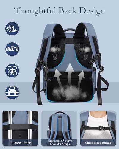 Coolife Luggage Sets 3 Piece, 20In Carry On Luggage with Spinner Wheels PC Hardside Suitcase Set with Travel Backpack (Blue, Backpack/TB/20) - color: blue, size: 3 piece set (Backpack/TB/20)