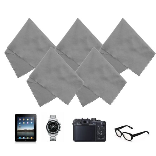 Eco-Fused Microfiber Cleaning Cloths - 10 Colorful Cloths and 2 White Cloths - Ideal for Cleaning Glasses, Spectacles, Camera Lenses, iPad, Tablets, Phones, LCD Screens (Blue/Grey) - color: Blue/Grey (12 Pack)