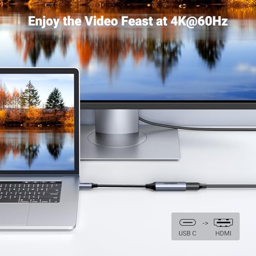 UGREEN Unidirectional USB C to HDMI Adapter Cable 4K@60Hz Aluminum Design | USB 3.1 to HDMI 2.0, Compatible with iPhone 17/16 Pro Max, iPad Mini Air, MacBook Pro, Galaxy S26 Ultra, iMac XPS 17