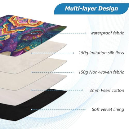 Mandala Elephant Laptop Sleeve 13 14 Inch Puffy Quilted Carrying Case Protective Computer Bag Waterproof Laptops Sleeve for Women Men - color: Mandala Elegant, size: Medium