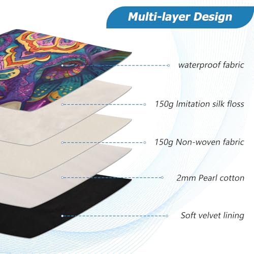 Mandala Elephant Laptop Sleeve 15 16 Inch Puffy Quilted Carrying Case Protective Computer Bag Waterproof Laptops Sleeve for Women Men - color: Mandala Elegant, size: Large