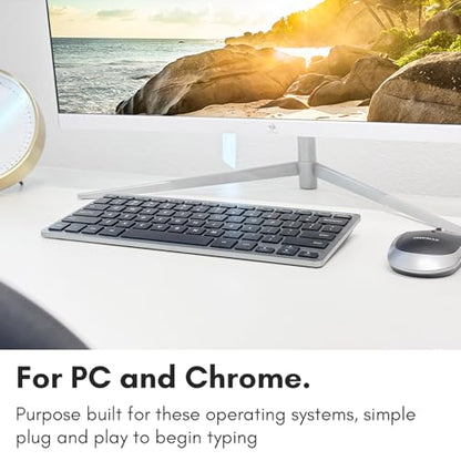 Macally Small Wireless Keyboard | Mini Keyboard for PC - Slim, Quiet & Portable for Laptop, Desktop PC, Surface, Chromebook - Space Gray - color: Space Gray