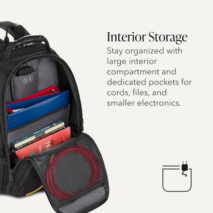 SWISSGEAR 1900 ScanSmart Laptop Backpack, Fits Most 17-Inch Laptops, TSA-Friendly Lay-Flat Design, RFID Protection, and Tablet Pocket, Black, 31L, 18.5-Inch - color: Black/Gold