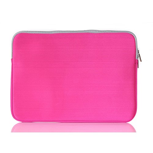 UESWILL Neoprene Soft Sleeve Bag Briefcase Compatible with 15 inch MacBook Pro/and Laptop up to 15.4 inch Ultrabook Chromebook Notebook Netbook Computer Tablet,(Hot Pink) - color: Hot Pink, size: 15-15.6 inches