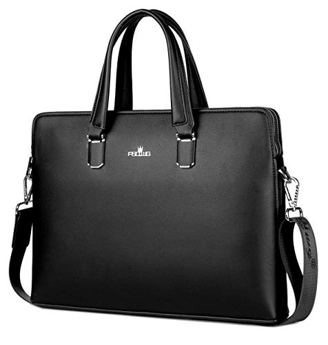 FSD.WG]Business Bag Leather Briefcase Shoulder Laptop Business Bag for Men - color: Black