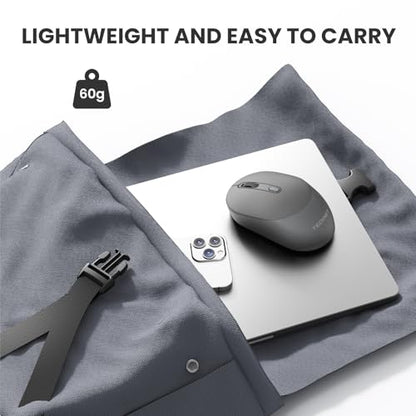 TECKNET Bluetooth Wireless Mouse, Bluetooth 5.0 & 2.4G USB Receiver, Compact & Portable, Silent Click, Ergonomic Symmetrical Design, 18-Month Battery, Adjustable DPI, Wide Compatibility - color: Charcoal Gray