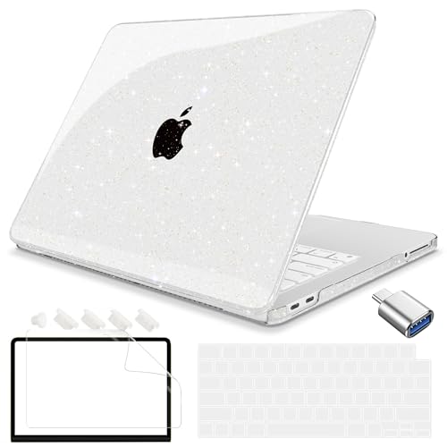 Teryeefi for MacBook Neo 13 Case 2026 Release Model A3404 (A18 Pro Chip), Sparkling Star Protective Hard Shell Cover & Keyboard Cover & Type C Adapter - Glitter Clear - color: Glitter Clear