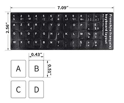 [2PCS Pack] French Keyboard Stickers,Matte Vinyl Keyboard Sticker with White Letters Non-Transparent for PC Computer Laptop Notebook Desktop Keyboards (French) - color: French