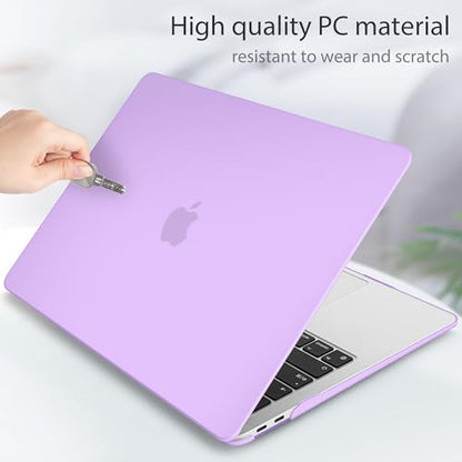 May Chen Compatible with New MacBook Air 13 inch Case 2021 2020 2019 2018 Release Model: M1 A2337 A2179 A1932, Plastic Hard Shell Case for MacBook Air 13 inch with Retina Display Fits Touch ID, Purple - color: Light purple