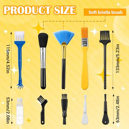Tyqour 10 PCS Keyboard Brush Keyboard Cleaning Brushes Kit Mini Anti Static Brush Small Nylon Dust Cleaning Brushes for Electronic Devices Computer Motherboard Fans Camera Small Space