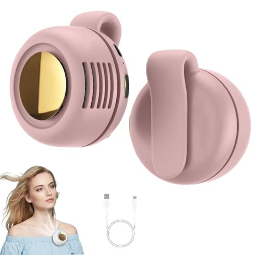 Portable Silent Mini Bladeless Electric Fan, Adjustable 3-Speed Suspended Wearable Fans, Small Clip on Fan for Shirt & Waist for Outdoor & Travel & Office (Pink, 1pcs) - color: Pink, size: 1pcs