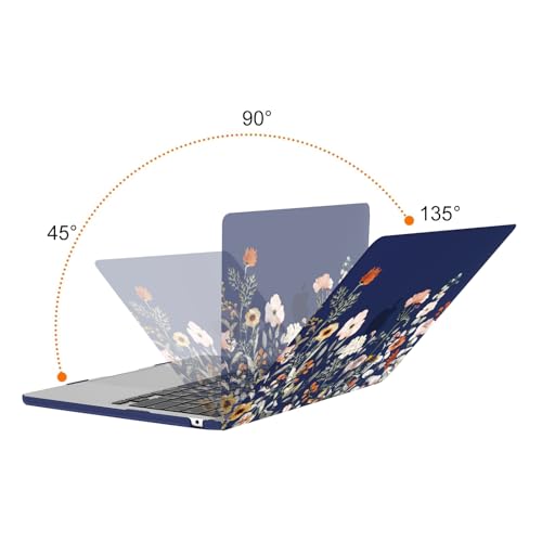 MOSISO Compatible with MacBook Air 13 inch Case M5 2026 M4 2025 M3 M2 2024-2022 A3449 A3240 A3113 A2681, Plastic Garden Flowers Hard Shell&Keyboard Cover&Screen Film for MacBook Air 13.6, Blue - color: Blue