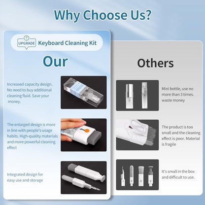 Keyboard Cleaner Laptop Cleaning Kit - All in One Computer Tech Cleaning Brush, Multi-Function Pc Accessories with Airpod Cleaning Kit, Electronic Laptop Screen Cleaner for MacBook, iPhone, Gaming - color: Bright White