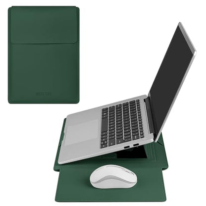 HoYiXi 15.6" Laptop Sleeve Case PU Leather with Stand Compatible with MacBook Pro 16/15.4'' MacBook Pro 15, Mac Air 15/ Dell, Matebook,Asus,15-16'' Laptop Bag,(Patent Pending),Dark Green - color: Dark green, size: 15.6'' /15-16 Inch Laptop
