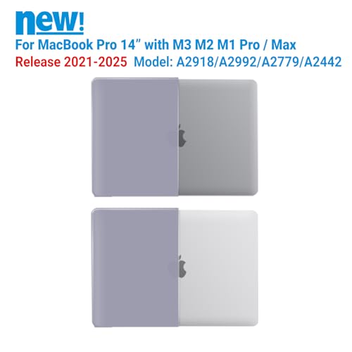 IBENZER Compatible with MacBook Pro 14 Inch Case 2026 2025 2024 2023 2022 M5 M4 M3 M2 M1 A3434 A3112 A3185 A3401 A2918 A2992 A2779 A2442 Mac Pro/Max,HardShellCase&KeyboardCover,LavenderGY,T14LVGY+1 - color: Lavender Gray, size: For Macbook Pro 14" with To