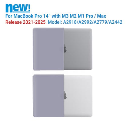 IBENZER Compatible with MacBook Pro 14 Inch Case 2026 2025 2024 2023 2022 M5 M4 M3 M2 M1 A3434 A3112 A3185 A3401 A2918 A2992 A2779 A2442 Mac Pro/Max,HardShellCase&KeyboardCover,LavenderGY,T14LVGY+1 - color: Lavender Gray, size: For Macbook Pro 14" with To