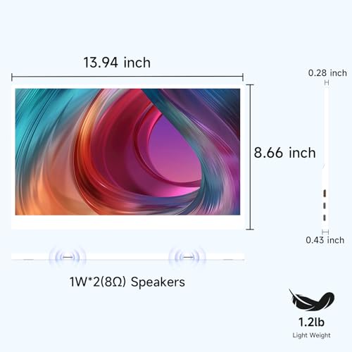 AYY Portable Monitor 15.6inch 1080P FHD - USB-C/HDMI Computer Display, HDR IPS Gaming Monitor Compatible with Laptop PC MAC Phone PS4 Xbox Switch, w/Smart Cover, Dual Speakers - White - size: 15.6 inch, style: 60Hz/IPS/100%srgb