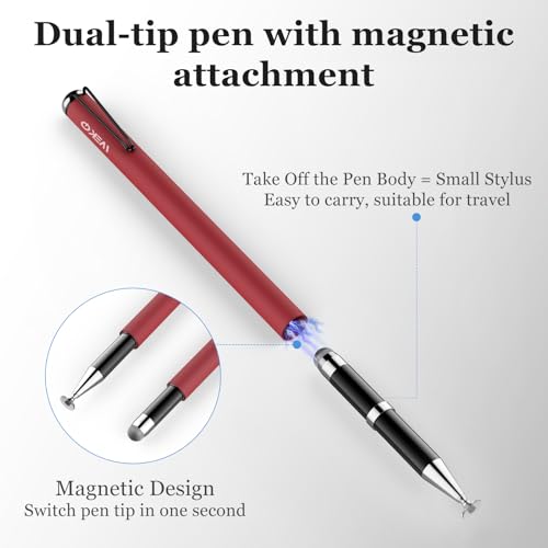 MEKO Stylus Pens for Touchscreens, 2 in 1 Capacitive Stylus | 4 Pack Thin Rubber Tip, High Sensitivity, Compatible with iPad iPhone Android All Touchscreen Devices - color: red/black