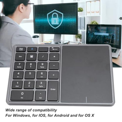 XUMIUZIY Numeric Keypad, 22 Keys Dual Modes Bluetooth4.2 Wire Less Number Pads with Touchpad, Slim External Numpad Keyboard for Laptop Desktop PC (Dark Gray) - color: Dark Gray