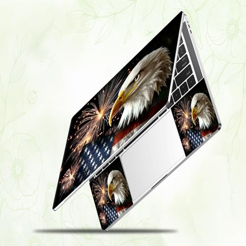 Laptop Skin Sticker Decal, Universal Reusable Vinyl Laptop Cover for 12" 13" 13.3" 14" 15" 15.4" 15.6" Notebook PC, Reusable Waterproof Scratch-Resistant with 2 Wrist Pads,American Flag Eagle - color: American Flag Eagle