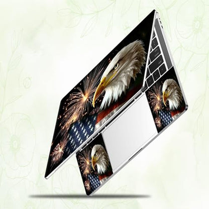 Laptop Skin Sticker Decal, Universal Reusable Vinyl Laptop Cover for 12" 13" 13.3" 14" 15" 15.4" 15.6" Notebook PC, Reusable Waterproof Scratch-Resistant with 2 Wrist Pads,American Flag Eagle - color: American Flag Eagle