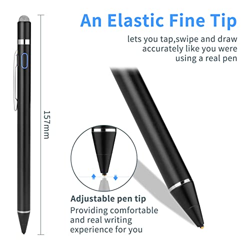 Stylus Pen for iPhone 17/16/15/14/13 Pro Max, Digital iPhone Pencil | Ultra Fine Tip with High Precision, 2-in-1 Fabric Magnetic Cap Pen Good for Drawing and Writing, Black