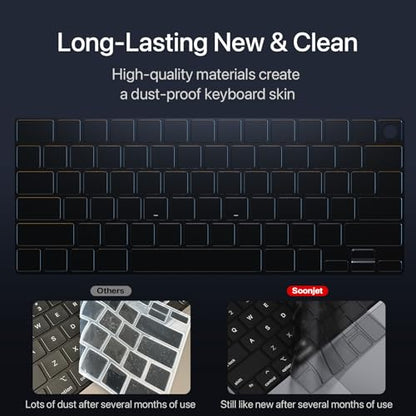 Soonjet Ultra Thin Keyboard Cover for MacBook Pro 14 16 & MacBook Air 13 15 | Premium TPU Protector for MacBook Pro 14/16 M1-M5 Pro/Max and MacBook Air 13/15 M2-M5, Touch ID Cutout, US ANSI Layout - color: Smokey(Surround Touch ID)