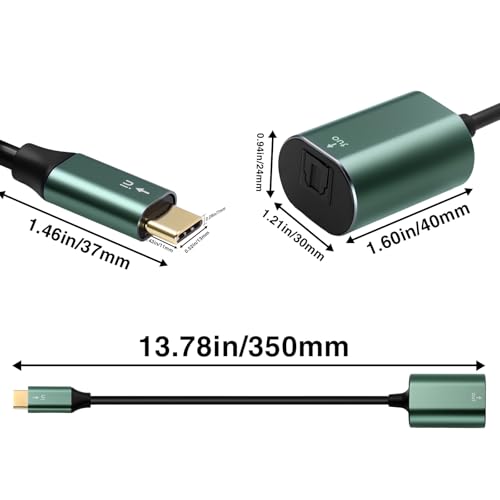 Duttek USB C to Optical Audio Adapter, Unidirectional USB-C to TOSLINK SPDIF Digital Audio Converter, 192KHz 24bit PCM Stereo Output for Soundbar TV PlayStation, Type C to Optical Cable. 7.87inch - style: usb c to optical audio adapter