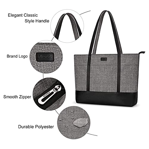 MOSISO Laptop Tote Bag for Women 15-16 inch, Teacher tote bag | PU Leather Lightweight Business Travel School Bag with laptop compartment & Front 3 Pockets - size: 15.6 inch