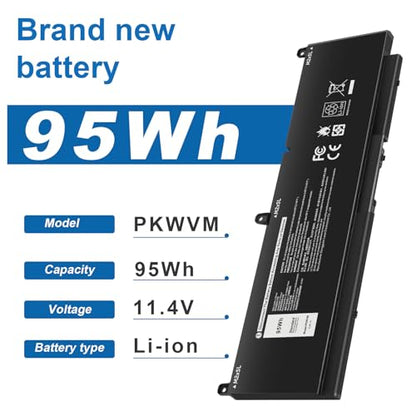 TREE.NB 95Wh PKWVM Laptop Battery Compatible with Dell Precision 7550 7750 7560 7760 Series Workstation Notebook C903V CR72X 0CR72X 17C06 068N03 447VR 0447VR P44E P93F P44E001 P44E002 P93F001 P93F002 - size: 11.18x3.39x0.43inch PKWVM